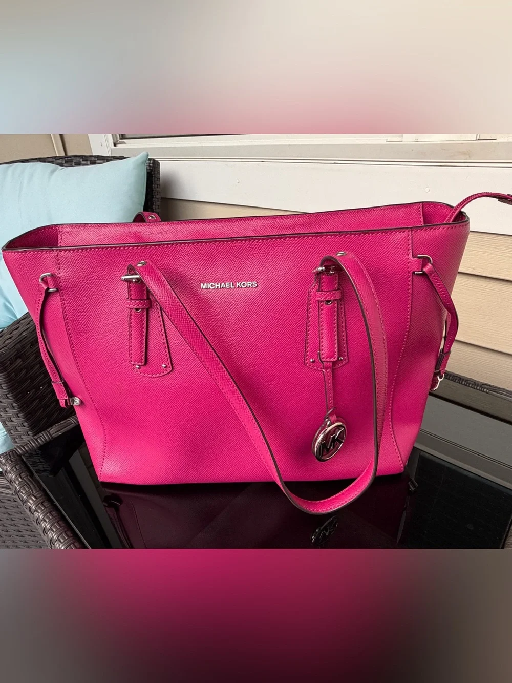 Michael Kors Hot Pink/Rasberry Saffiano Leather Tote